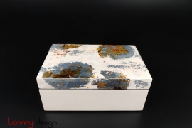 Light pink rectangle lacquer box hand-painted with lotus 11*17*H8 cm